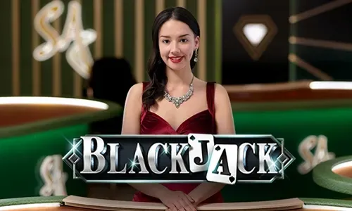 Blackjack table with cards and chips